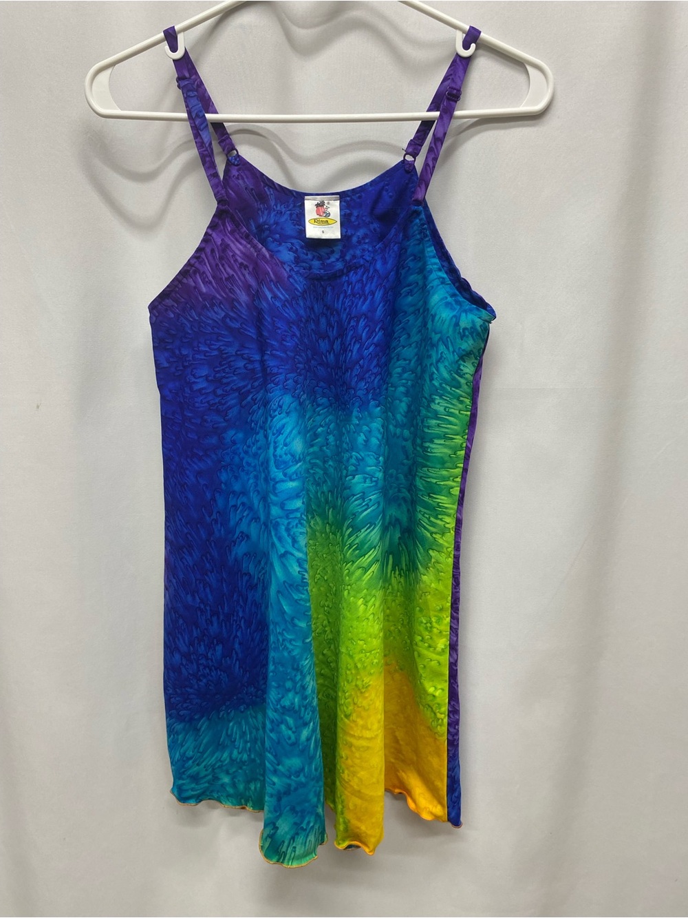 Rima tie dye shirt womens size small colorful watercolor beach Aloha Hawaiian